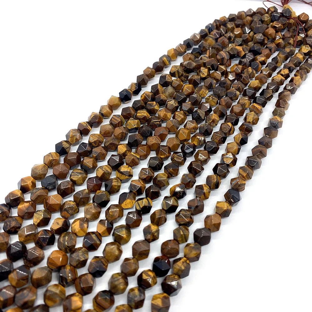 Натуральные желтые камни тигровый глаз граненые бусины россыпью 6/8/10 мм