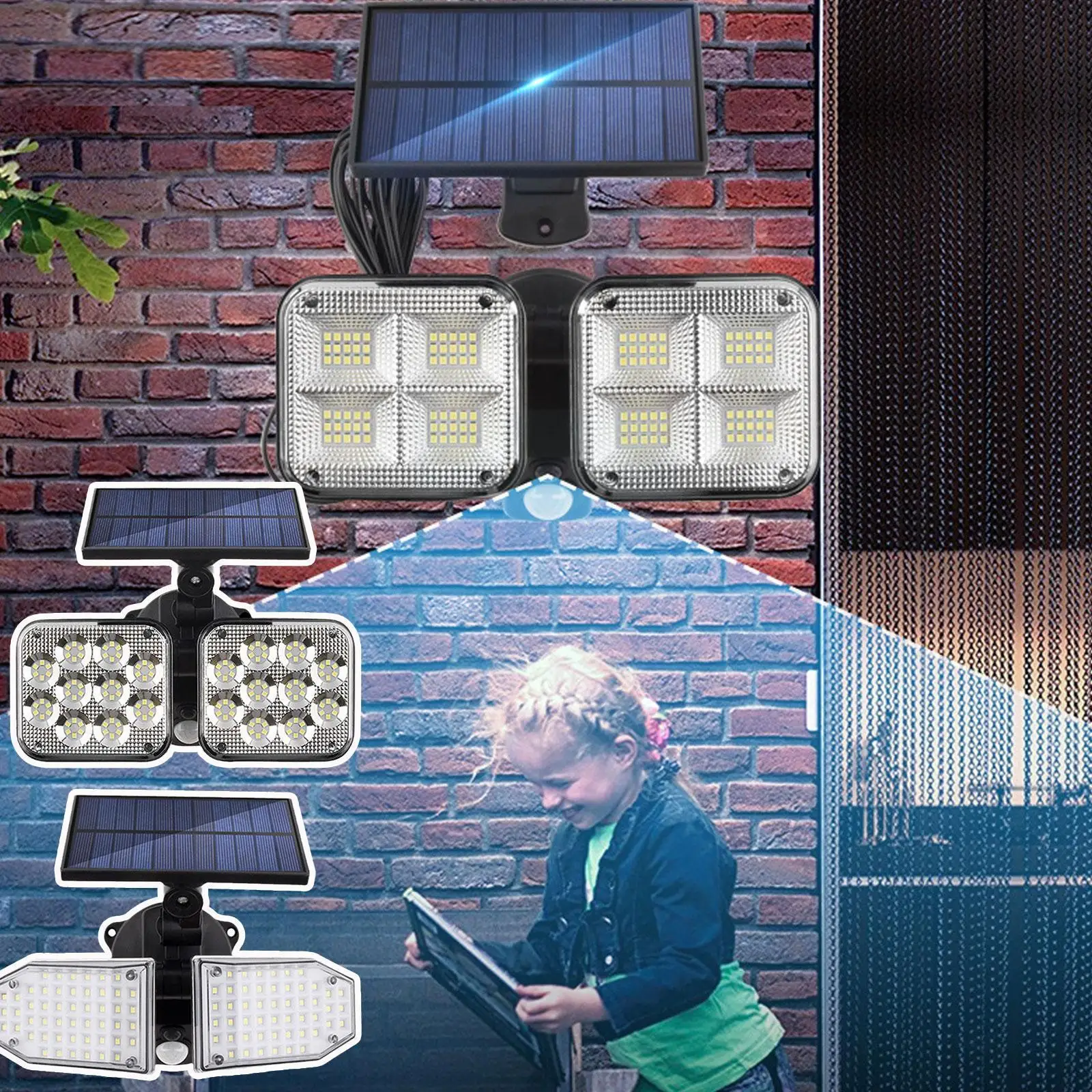

Solar Wall Lamp Motion Sensor Double Head Rotatable Street Light IP65 Waterproof Outdoor Lights Solar Spotlights For Garden O8R0