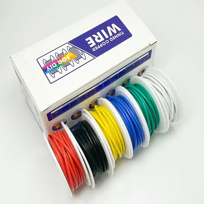 

Набор Мягких Силиконовых Луженых Медных Кабелей 16AWG-30AWG, 6 Цветов, Для Электроники, Проектов DIY И Автомобилей