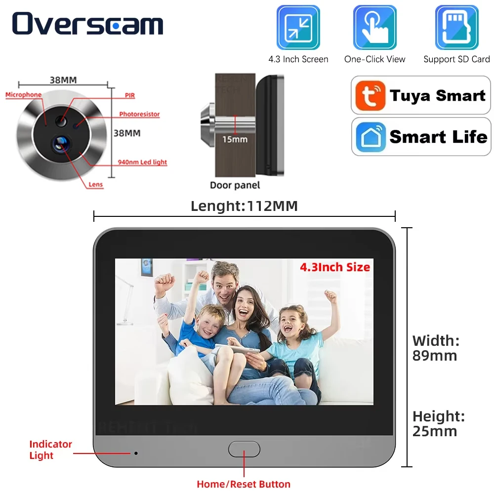 Overscam Tuya Smart 5Мп мини-глазок с Wi-Fi