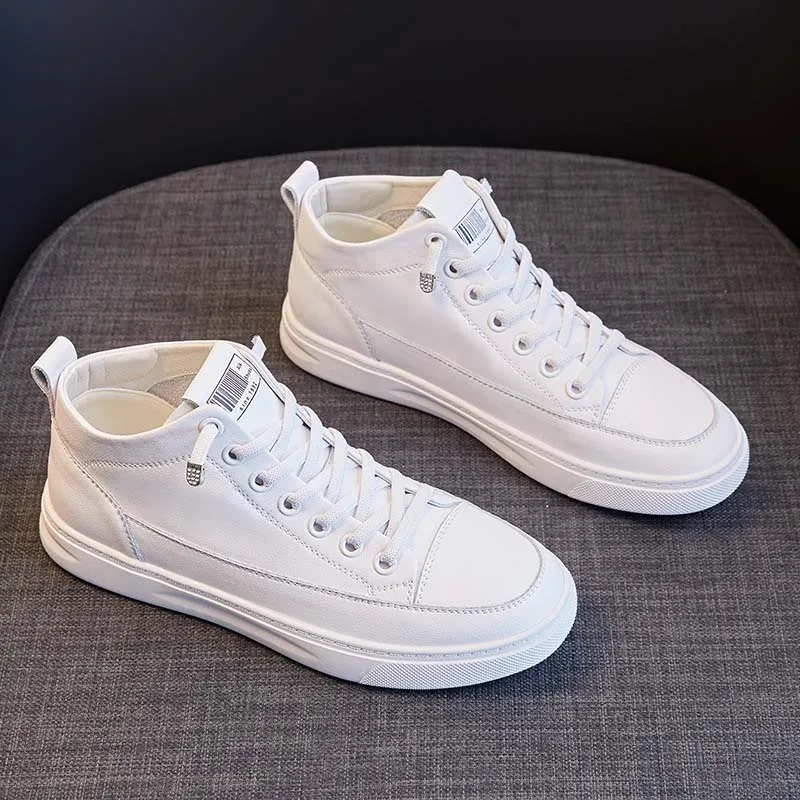 

Genuine Leather Women Sneakers Autumn High Gang Vulcanized Shoes Fashion Ladies Sports Casual Little White Shoe Cowhide AS-45