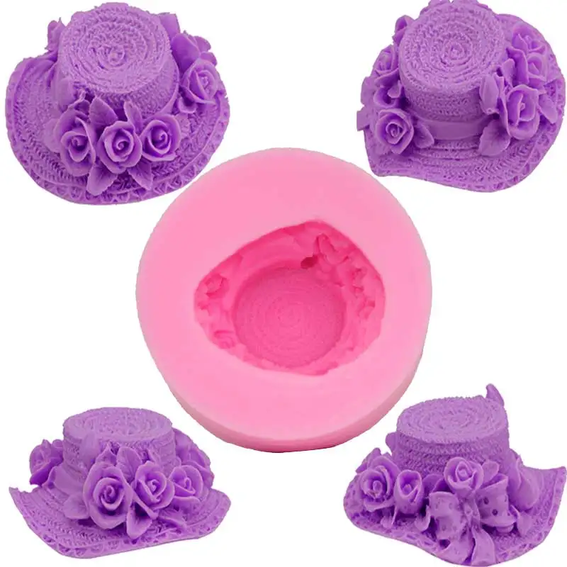 

3D Three-dimensional Straw Hat Silicone Mold Cupcake Topper Fondant Cake Decorating Tools Fondant Candy Chocolate Gumpaste Molds