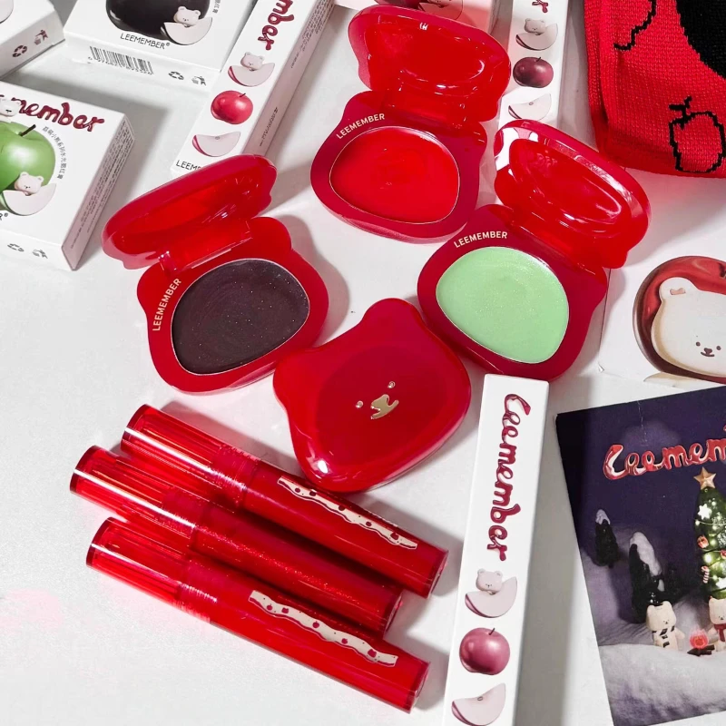 LEEMEMBER Косметика Рождественская WaterLight Shimmer Blush Губная помада Многоразовое красное