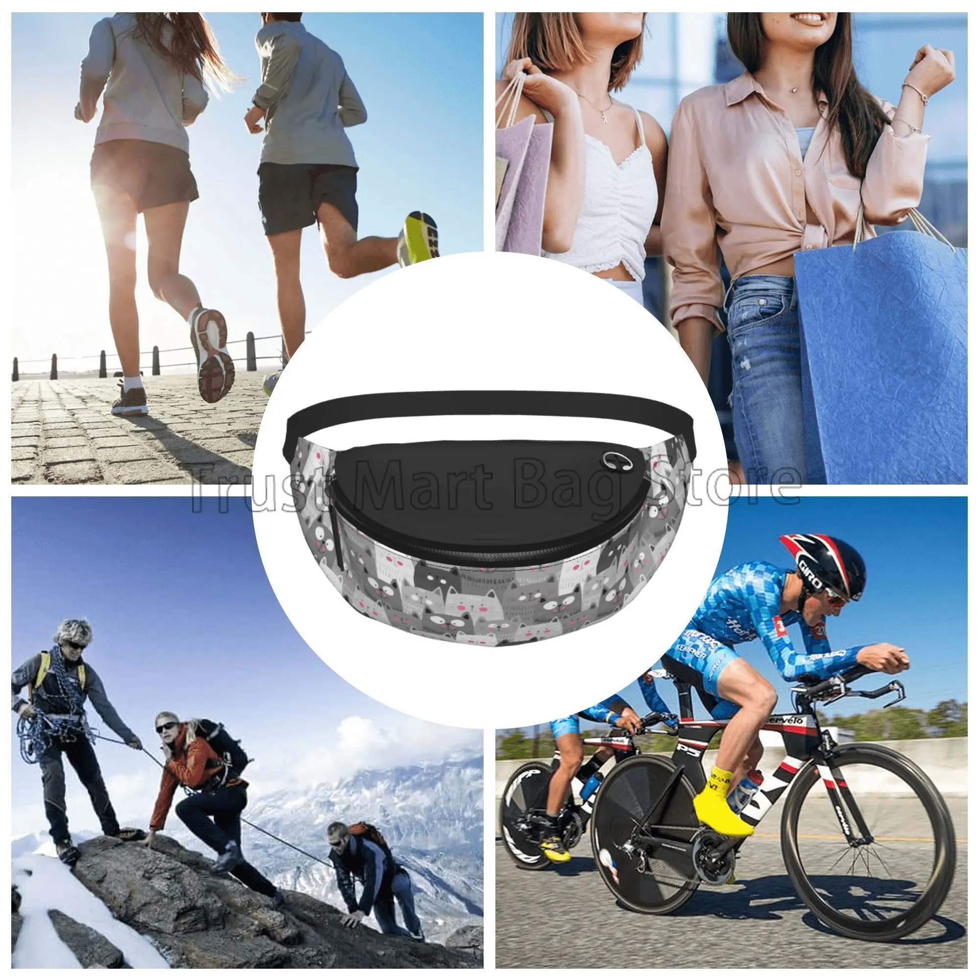 Повседневная забавная сумка с милыми кошками для мужчин и женщин нагрудная