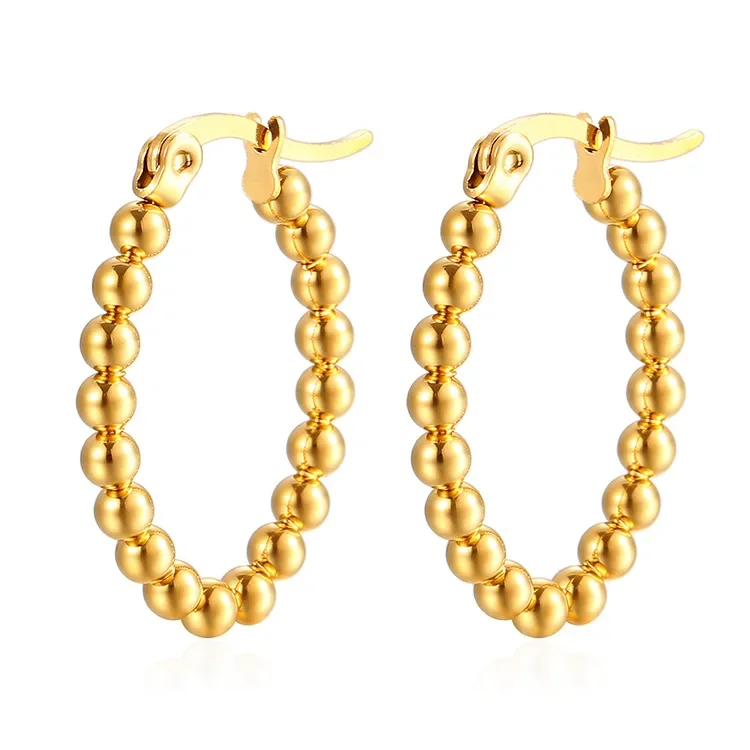 Flyfyp Позолоченные шикарные водонепроницаемые серьги-кольца из нержавеющей стали