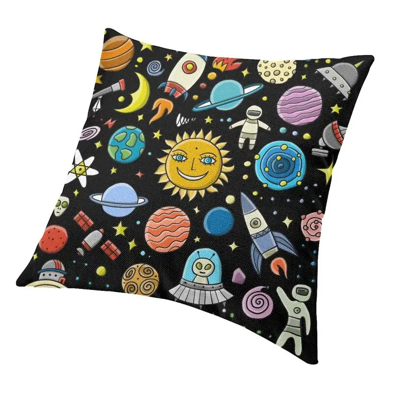 Декоративный чехол для диванной подушки Космос ракета астронавт космический
