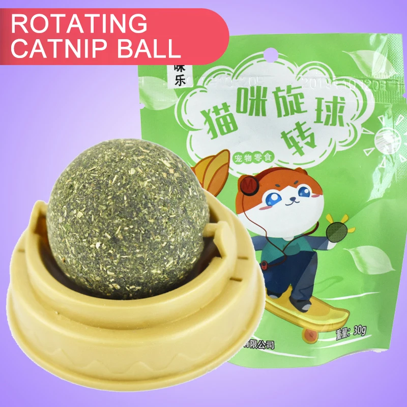 Фото Детские игрушки для кошек, мята, листья, кошки, кошачья мята, лечение съедобных зубов, вращающийся шар-головоломка №1