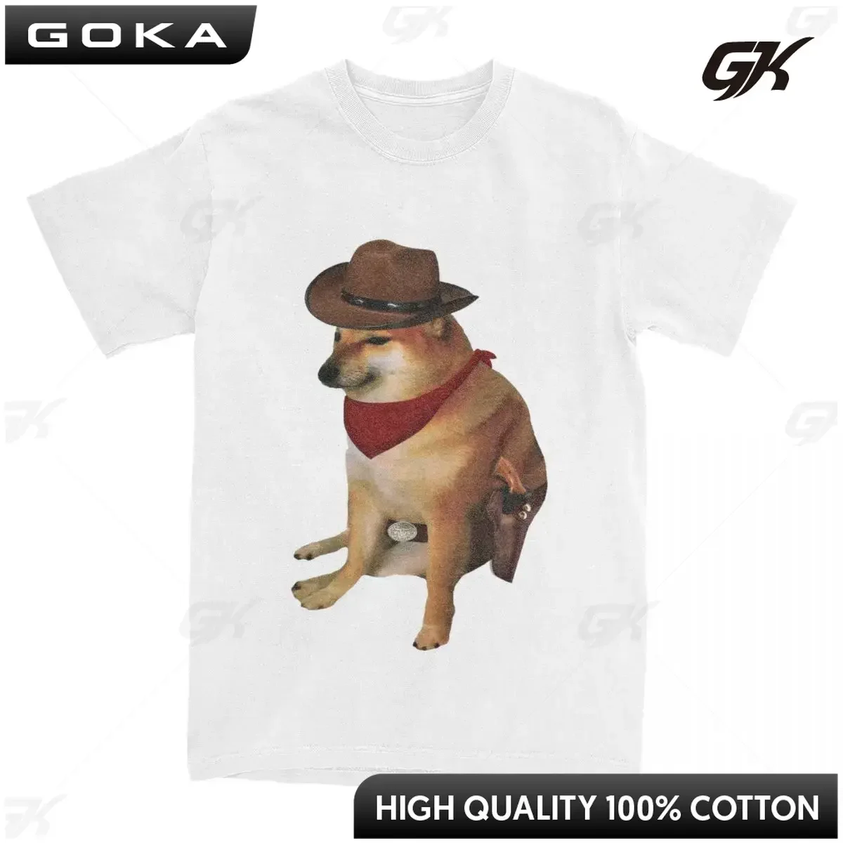 Мужская и женская футболка Cheems Doge Cowboy Shiba Inu с забавным узором хлопковая одежда