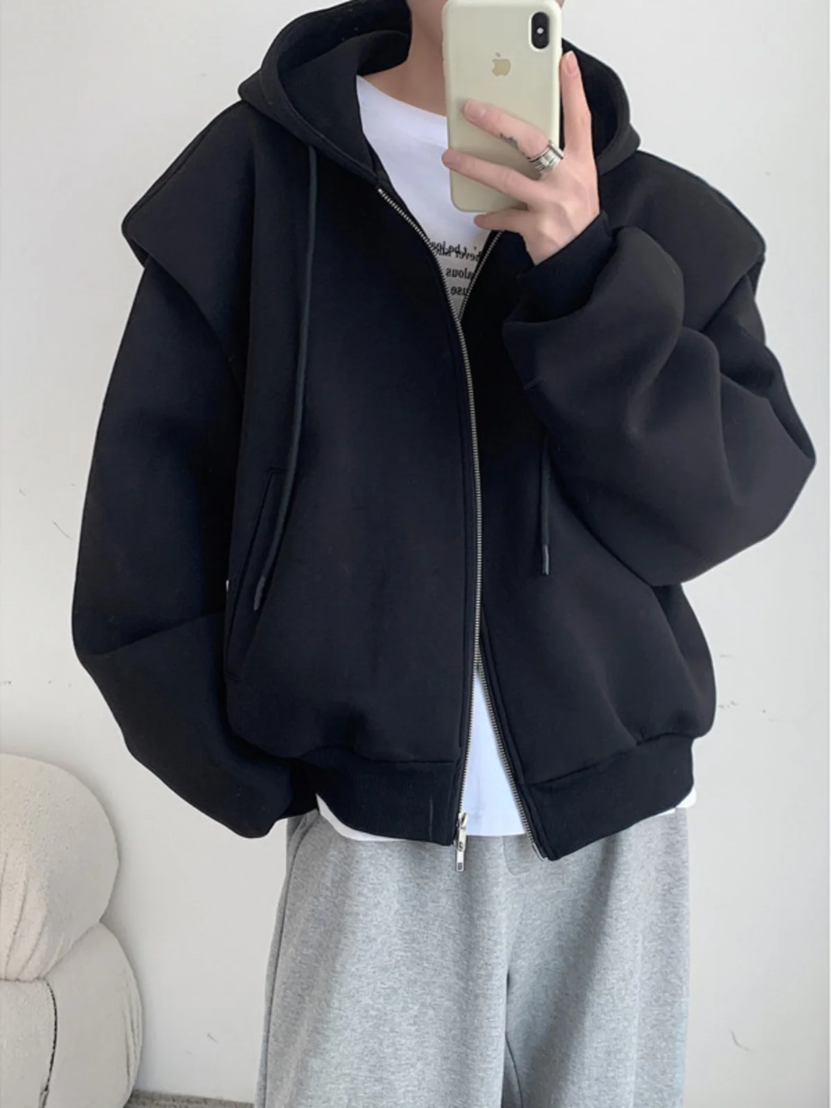 Весенний корейский Sle большой профиль двухслойный композитный плечевой кардиган