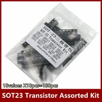 sot23 transistor assorted kit 18 values x10pcs180pcs 2n2222 s9013 s9014 s9015 s9018 s8050 s8550 5551 5401 2n3904 2n3906 c1815