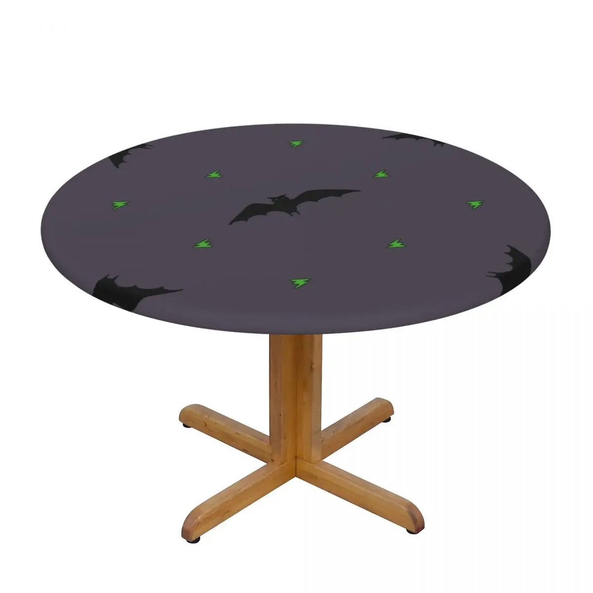 

Round Table Cover for Dining Table Elastic Tablecloth Cute Bat In The Night Sky Fitted House Hotel Decoration