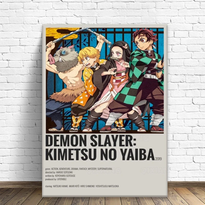 

Demon Slayer Anime Manga Poster Wall Stickers Living Room Childrens wall art printsBar Cafe Decoration Background boys room