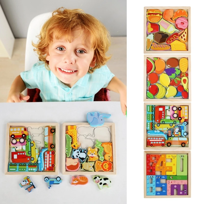 

Children Wooden Animal Block Board Games Toy Dinosaur Educational DropShipping