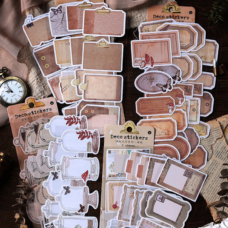 

6pcs blank label Stickers Junk Journal Scrapbooking Background Decorative Stationery Supplies Material Stickers