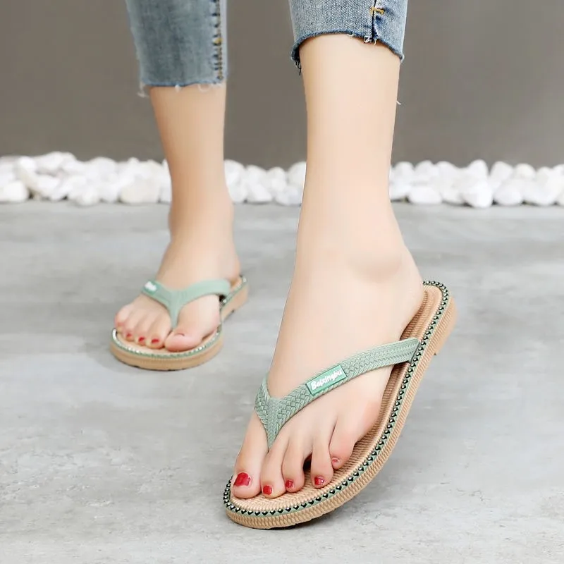 

Women's Slippers Summer New Daily Outdoor Wear Simple Non-Slip Seaside Beach Shoes Female Student Flip Flops 2913