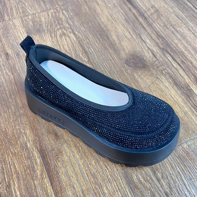 Женские лоферы на плоской подошве сандалии с кристаллами кроссовки платформе