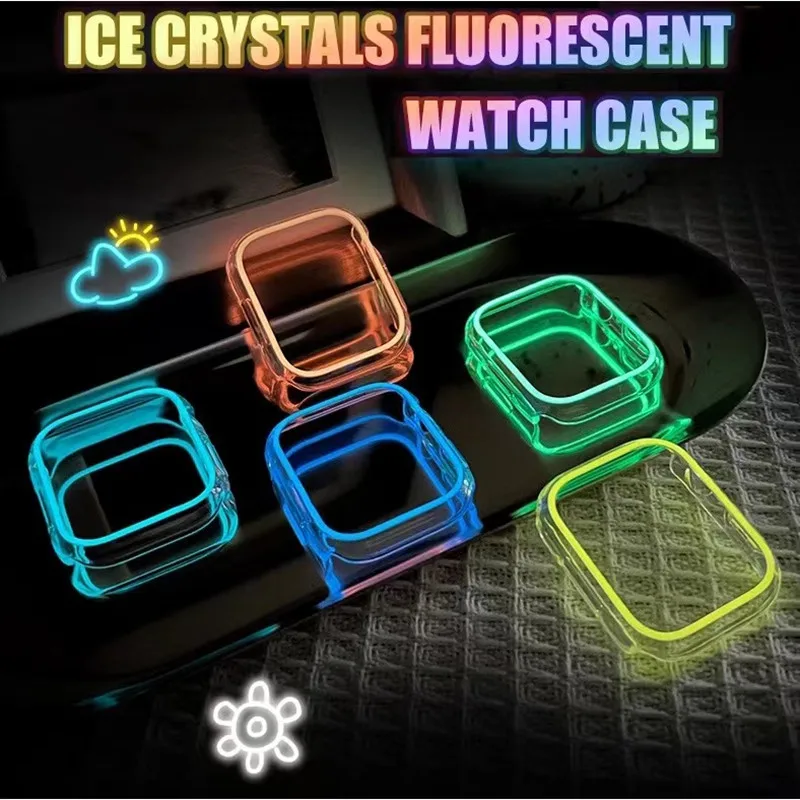 

Светящийся Прозрачный чехол для Apple Watch, 45 мм, 41 мм, 44 мм, 40 мм, 42 мм, 38 мм, Φ для iWatch серии 7, 6 SE, 5, 4, 3