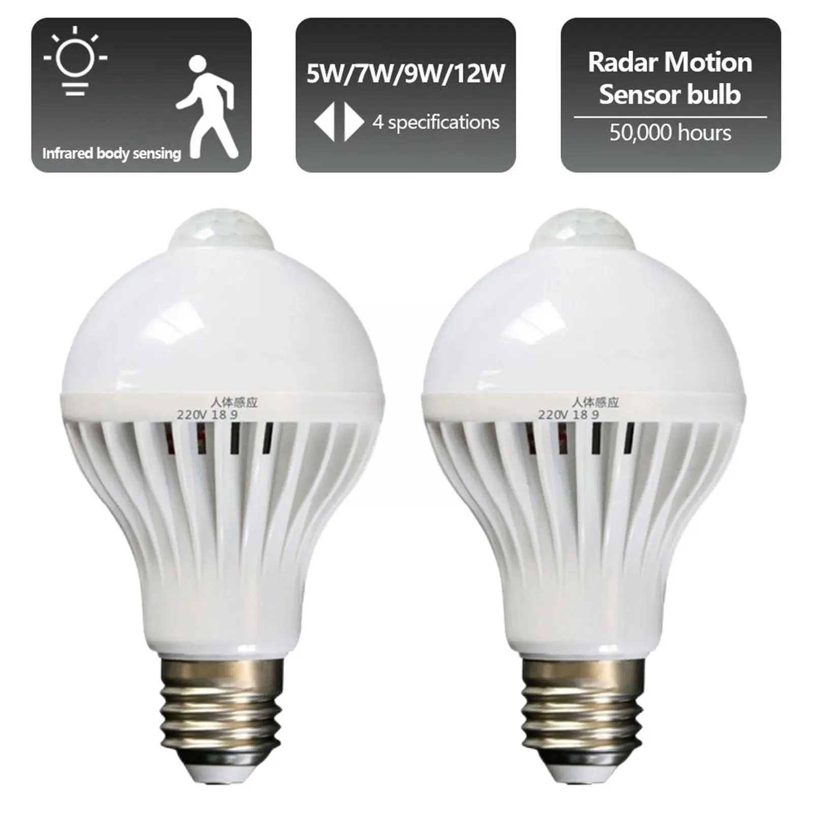

E27 LED PIR Motion Sensor Lamp Smart Light Bulb 5W 7W 12W AC 85-265V Led Lamp Night Sound Light For Home Vintage Light U0I7