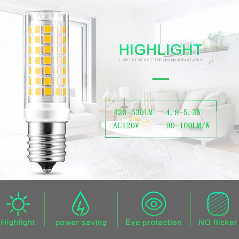 

Mini Super Bright E17 Led Bulb 120V Frequency-free Flash Source Corn Bulb Chandelier Spotlight Refrigerator Lamp No Dimmable