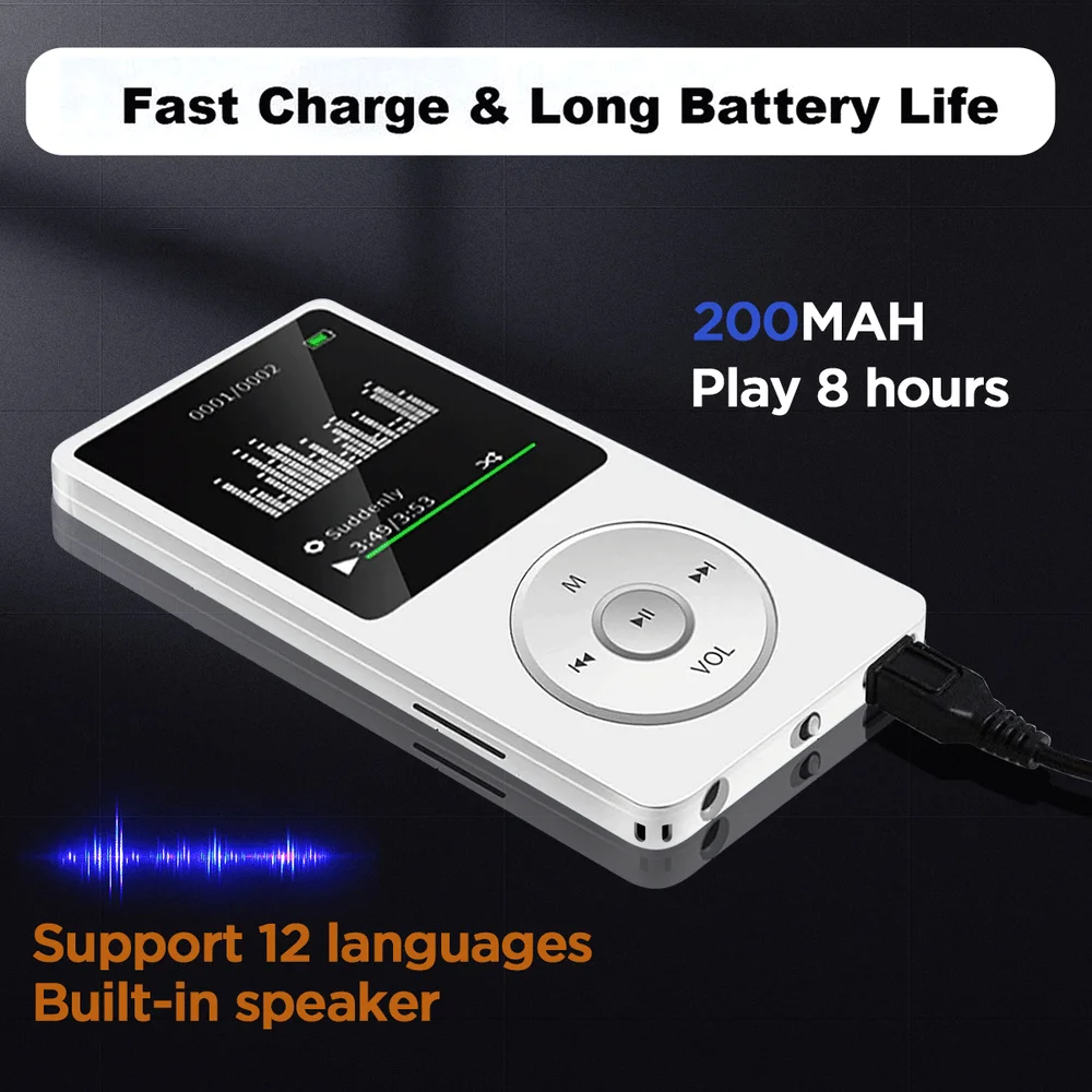Фото Портативный MP3-плеер, USB-зарядка, цифровой экран дисплея, карманные мультимедиа без потерь, спортивные колонки для бега, ходьбы, HIFI, музыкальные колонки №5