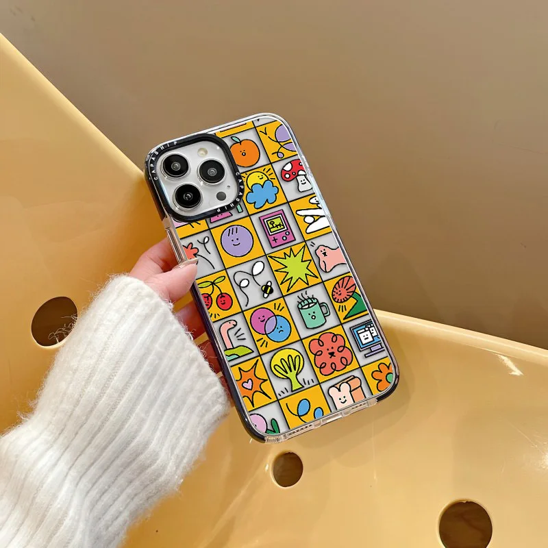 Полноэкранный цветной мультяшный чехол с наклейками для iPhone 15 14 13 12 11 Pro X XS XR Max 7 8