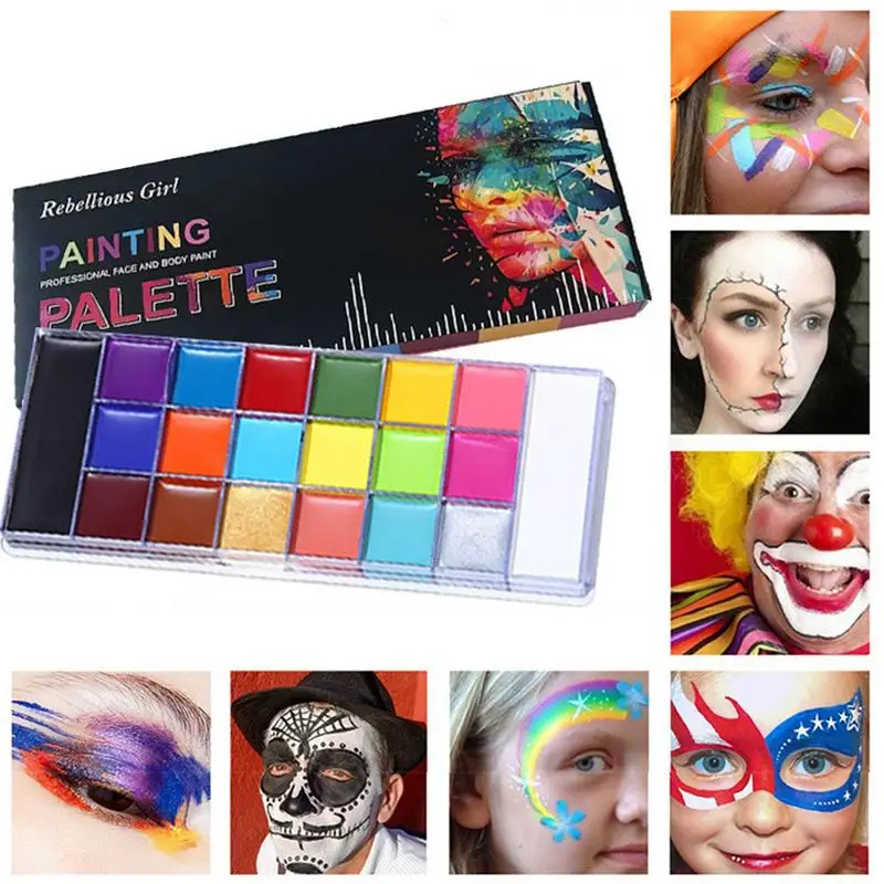 

Face Paint Palette 20 Colors Oil Based Paint Palette For Face Safety Makeup Supplies Waterproof Long Lasting Easy Removal For
