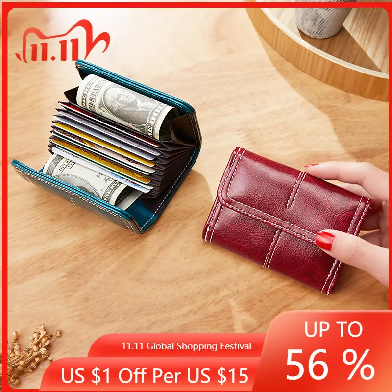 

Credit Card Holder Wallet Case PU Leather Tarjetero Hombre Women Men Vintage Bank ID Card Holder Carteira Masculina Tarjetero