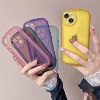 cute candy color transparent with button plain phone case for iphone 11 13 12 pro max x xs xr shockproof soft tpu cover
