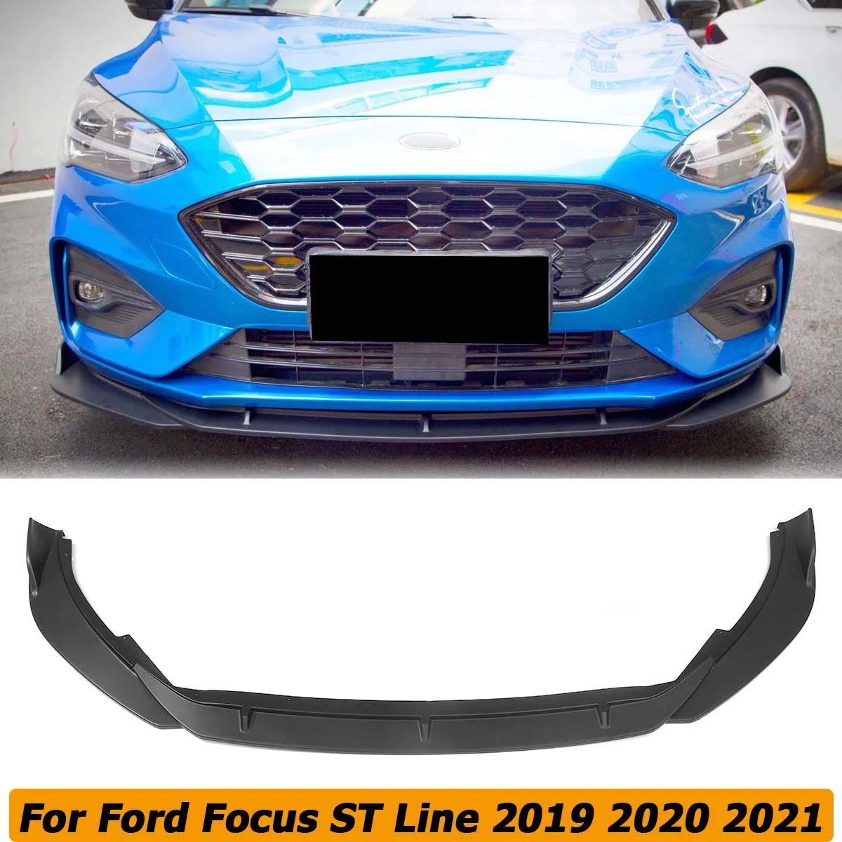 

Matte Black Front Bumper Lip Spoiler Side Splitter Deflector Body Kit Guard For Ford Focus ST Line 2019-2021 Car Accessories