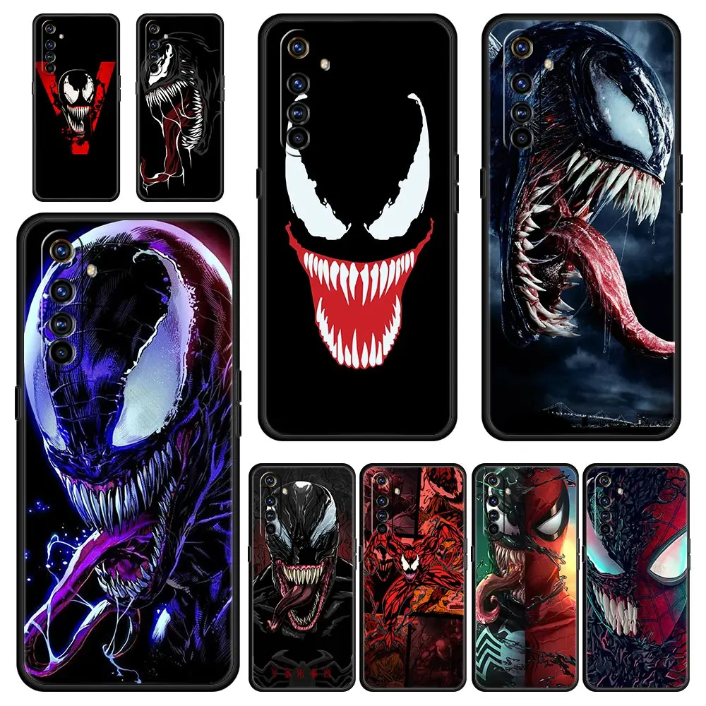 

Cartoon Venom Cell Phone Case For Realme 9 8 7 6 GT2 Pro Plus 5G 8i 9i C3 C21 C11 C25 Soft Silicone Black Cover Shell Fundas