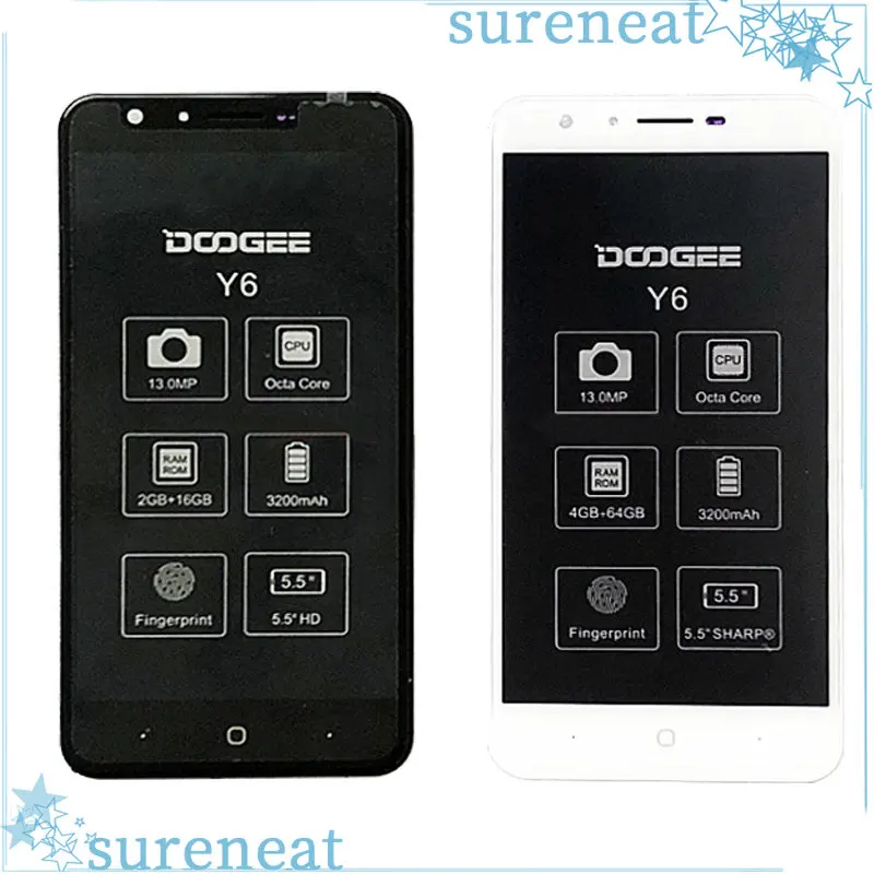 

ЖК-дисплей для Doogee Y6 + сенсорный экран дигитайзер стеклянная панель Замена 5,5 дюйма Для Doogee Y6C/Y6 Запчасти для телефона фортепиано