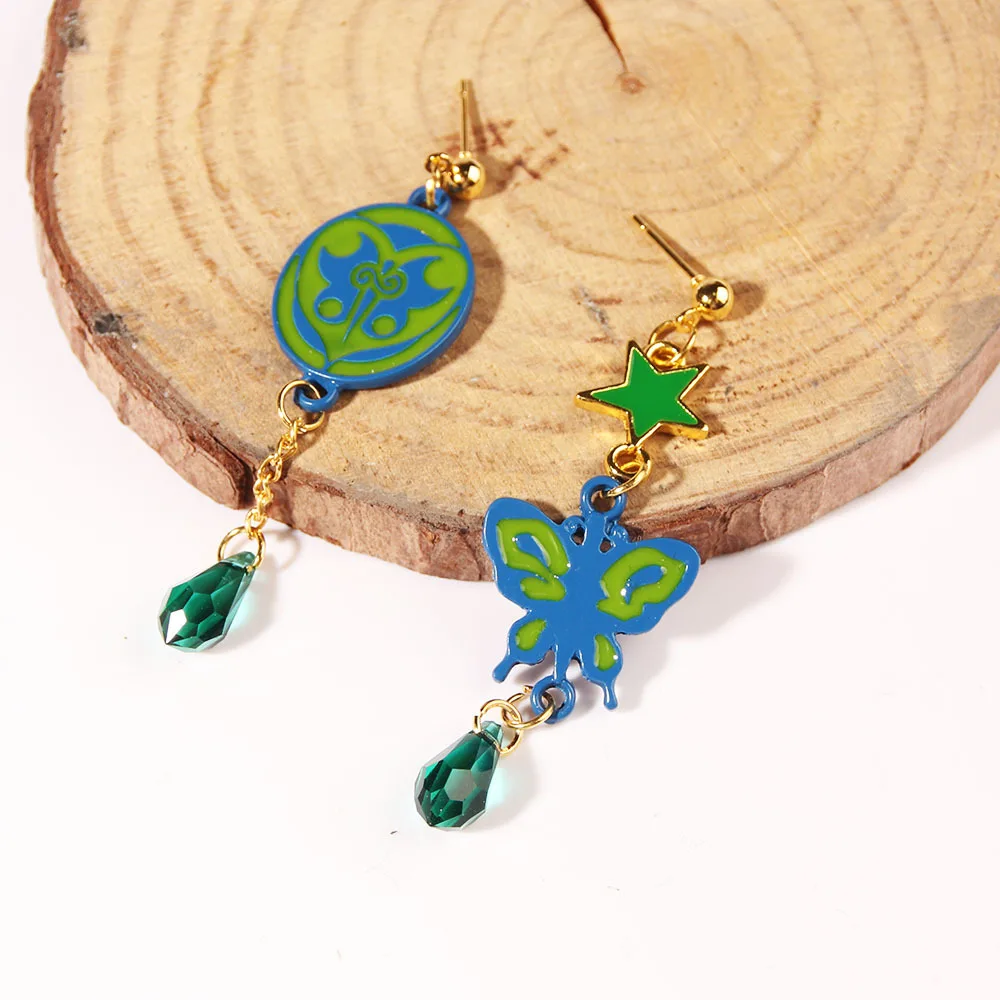 

Anime JoJos Bizarre Adventure Stone Ocean Drop Earrings Jolyne Cujoh Butterfly Star Crystal Earrings for Women Cosplay Jewelry