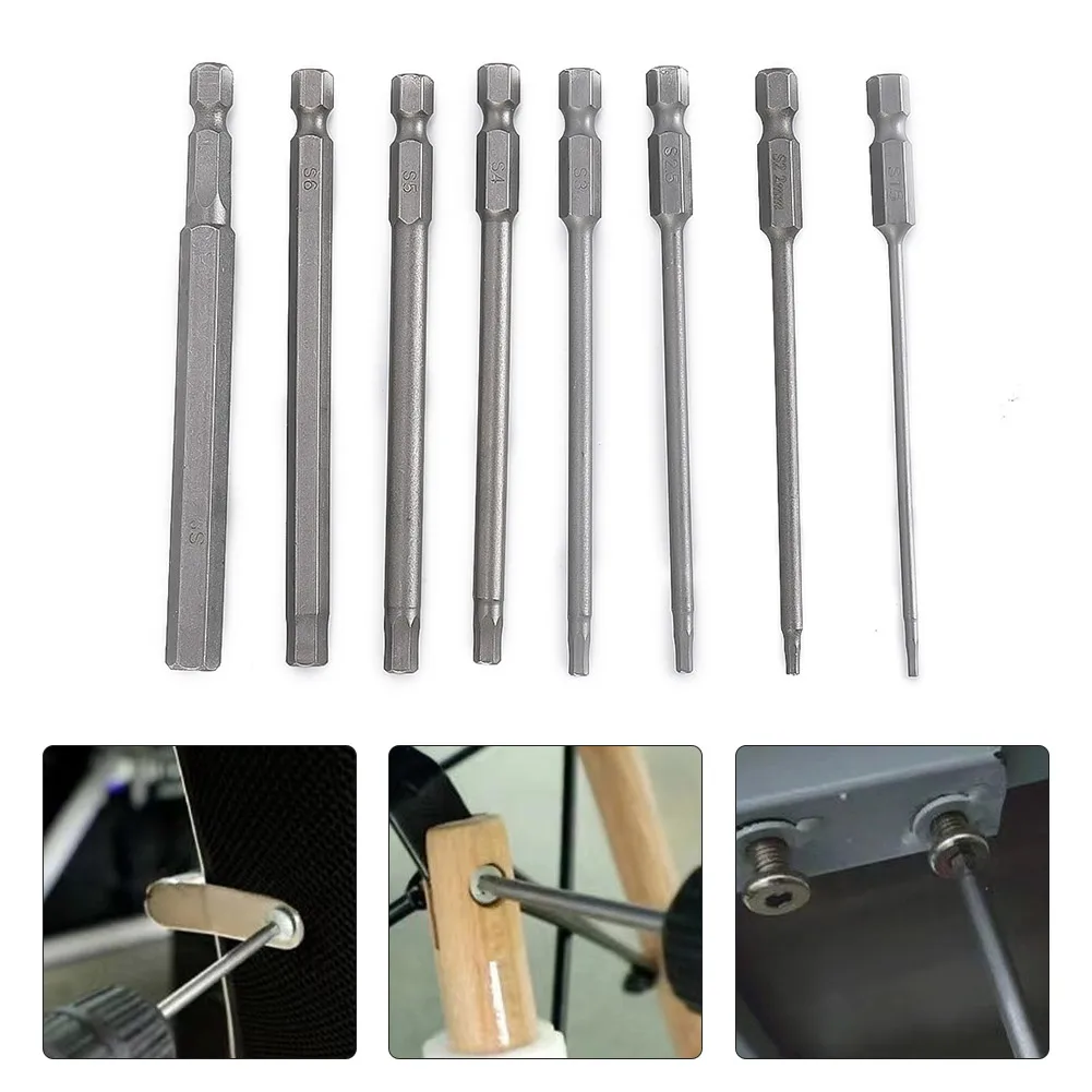 

8 Pcs Hex Head Wrench Drill Bits Set 100mm 1/4" Metric Electric Hexagonal Bit Screwdriver Socket Bits Set Power Tool Parts
