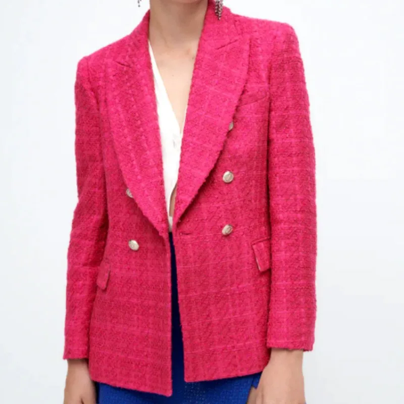 2023 Spring Blazers for Women Clothing Fashion Texture Blazer Suits Vintage Long Sleeve Outerwear V Neck Pocket Chic Green Coats