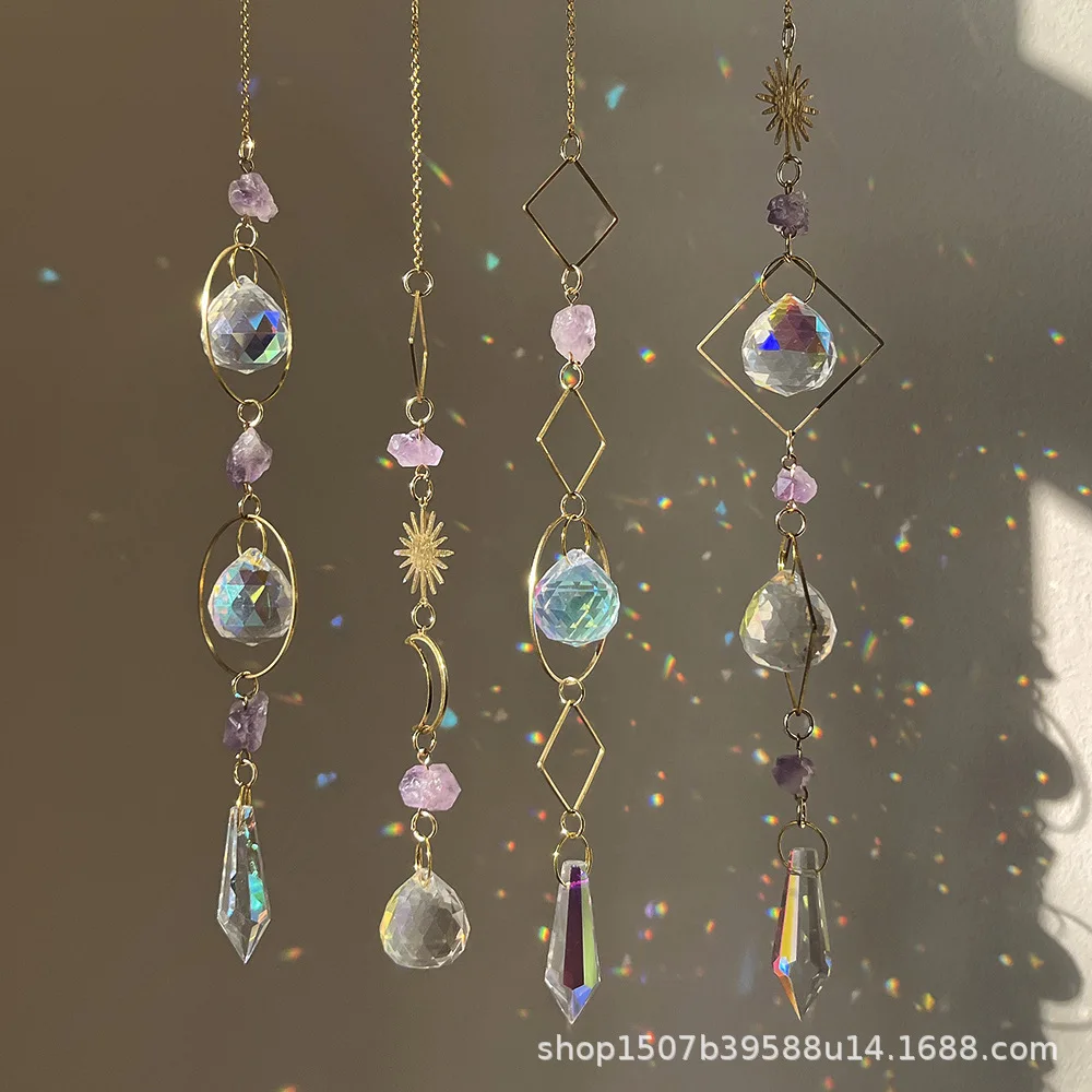 

Garden decoration aesthetic pendant dreamy amethyst sun moon star sunshine catcher