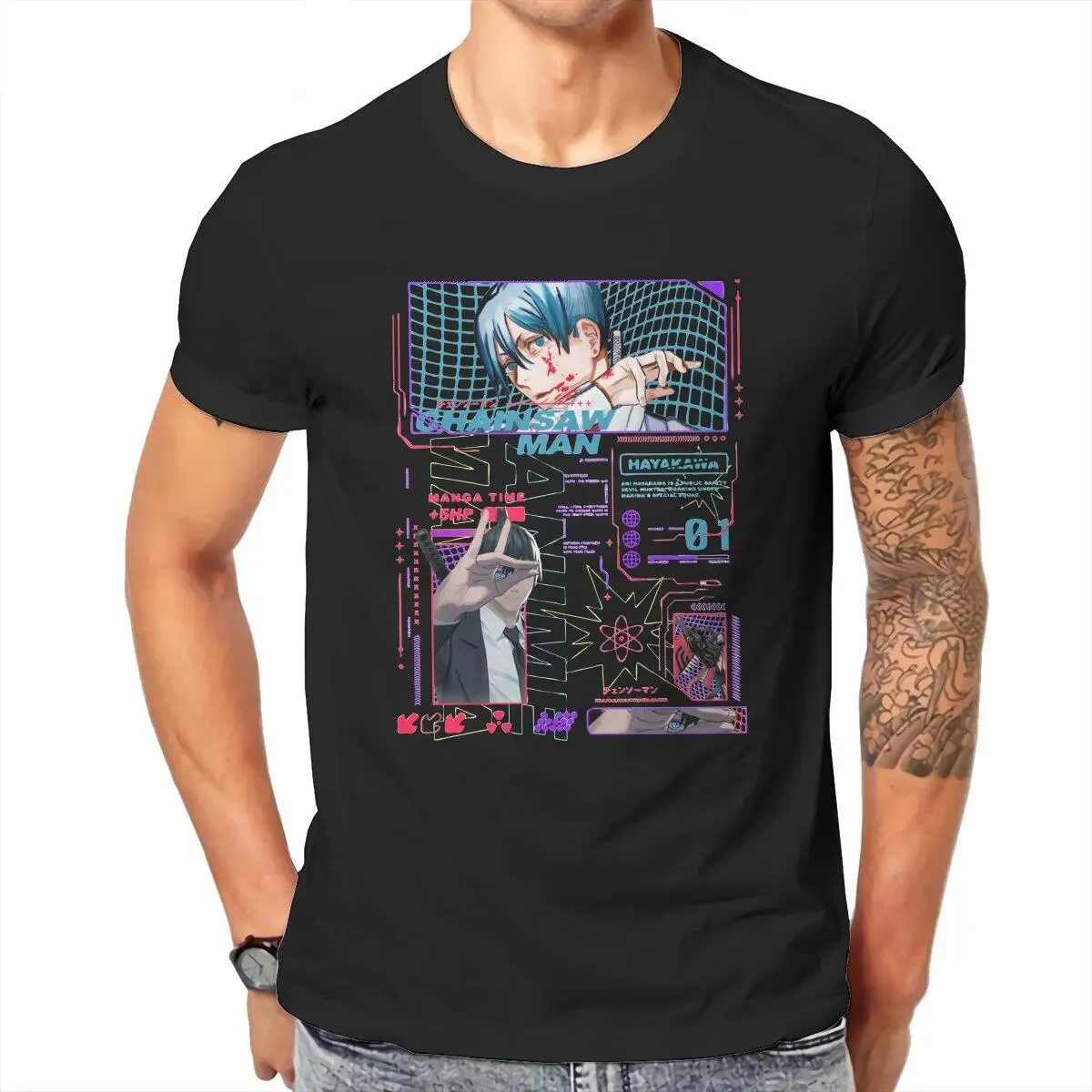 

Chainsaw Man Hayakawa Aki T Shirts for Men Pure Cotton Casual T-Shirt Round Neck Tees Short Sleeve Clothing New Arrival