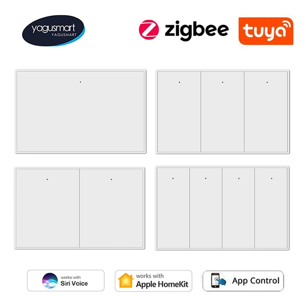 Умный переключатель Yagusmart Tuya Zigbee, кнопочный переключатель, нулевой, требуемый для умного дома, Alexa Google Home, управление через приложение