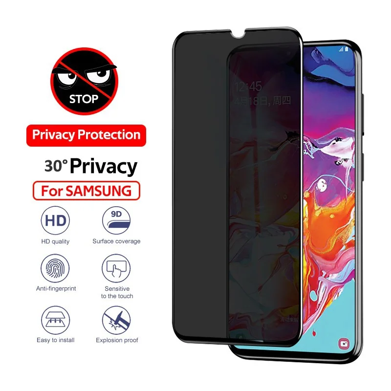 

Защитный экран для конфиденциальности для Samsung S20 Plus S21 S30Ultra, противошпионское закаленное стекло для Note 8 9 10Plus 10Pro 20Ultra