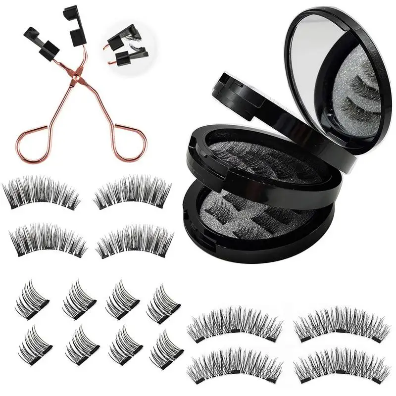 

Magnetic Eyelashes Natural 3D Magnet Handmade Artificial Reusable Lashes With Clip Set Accessories Thick False Eyelashes