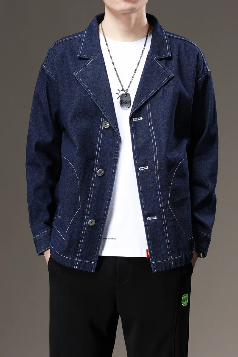 

2022 Men's Spring and Autumn New Leisure Suit Collar Denim Jacket