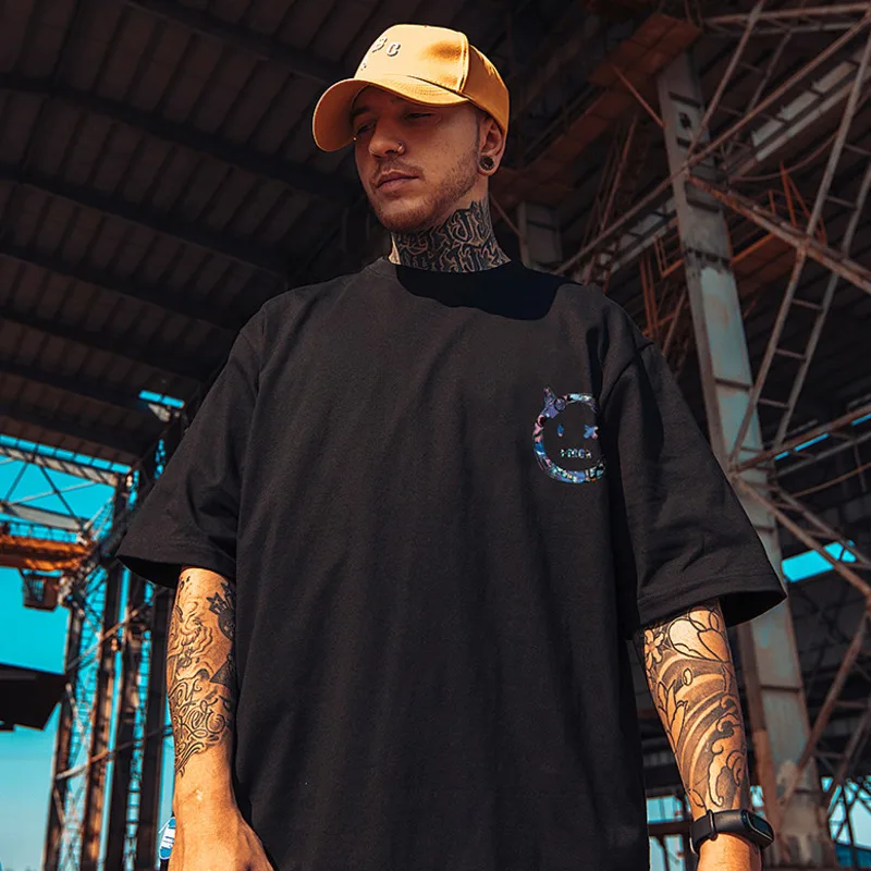 Футболка Abfer мужская с принтом смайликов и граффити топ рукавом до локтя в стиле