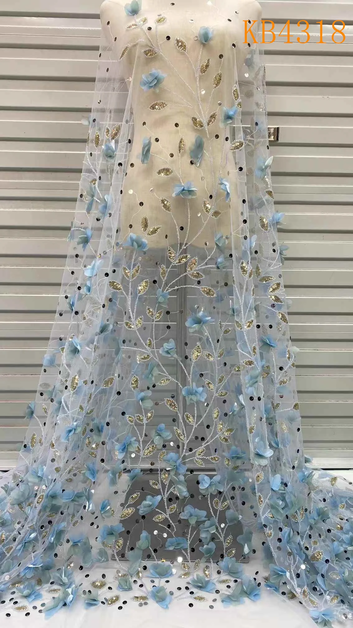 Новый 3D цветок с блестками тюль кружево вышивкой 2024 высококачественная