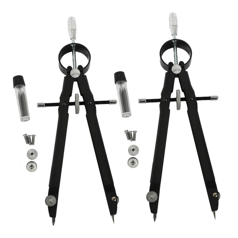 

2X Professional Compass, Compass Geometry Set With Lock, Math And Precision Compass, Metal And Durable