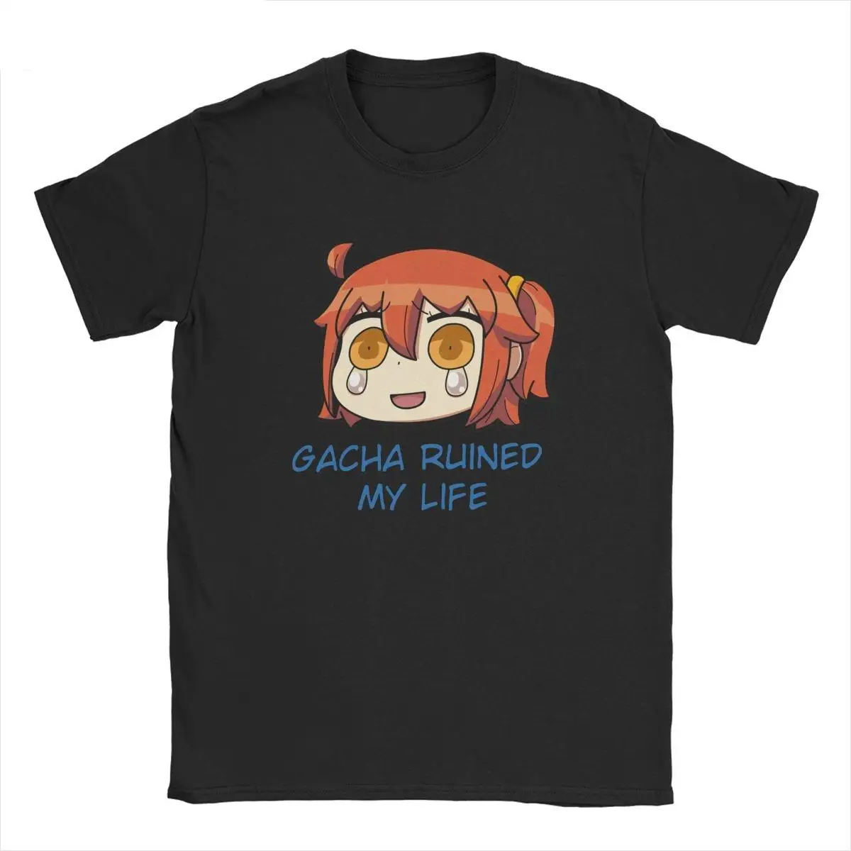 

Gacha Ruined My Life Fate Grand Order Men's T Shirts FGO Novelty Tee Shirt Short Sleeve T-Shirts Pure Cotton Party Clothes