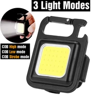 mini led flashlight work light portable usb rechargeable cob 500 lumens bright pocket keychain lamp outdoor camping corkscrew