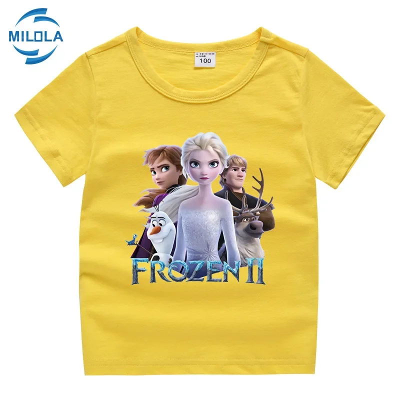 Летняя футболка для девочек с мультяшным принтом Холодное сердце Анна Эльза