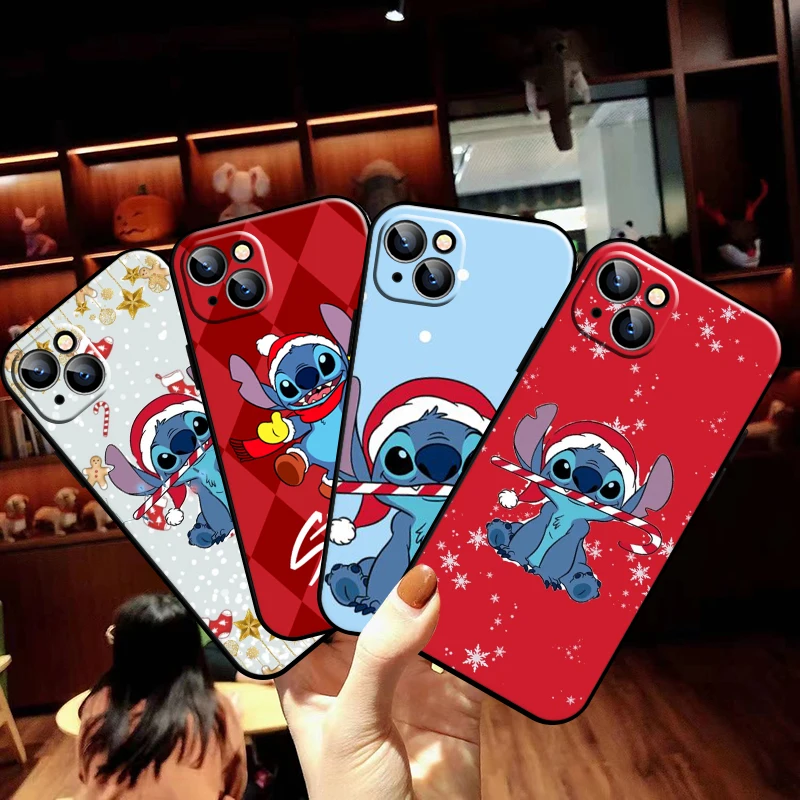 

Merry Christmas Lilo Stitch For Apple iPhone 13 12 11 Pro Max 13 12 Mini X XR XS Max SE 5 6 6S 7 8 Plus Phone Case Coque