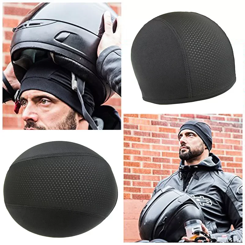 Enlarge Moisture Wicking Cooling Skull Cap Moto Cool Max Hat Dry Breathable Hat Summer Helmet Inner Cooling Cap Accessories