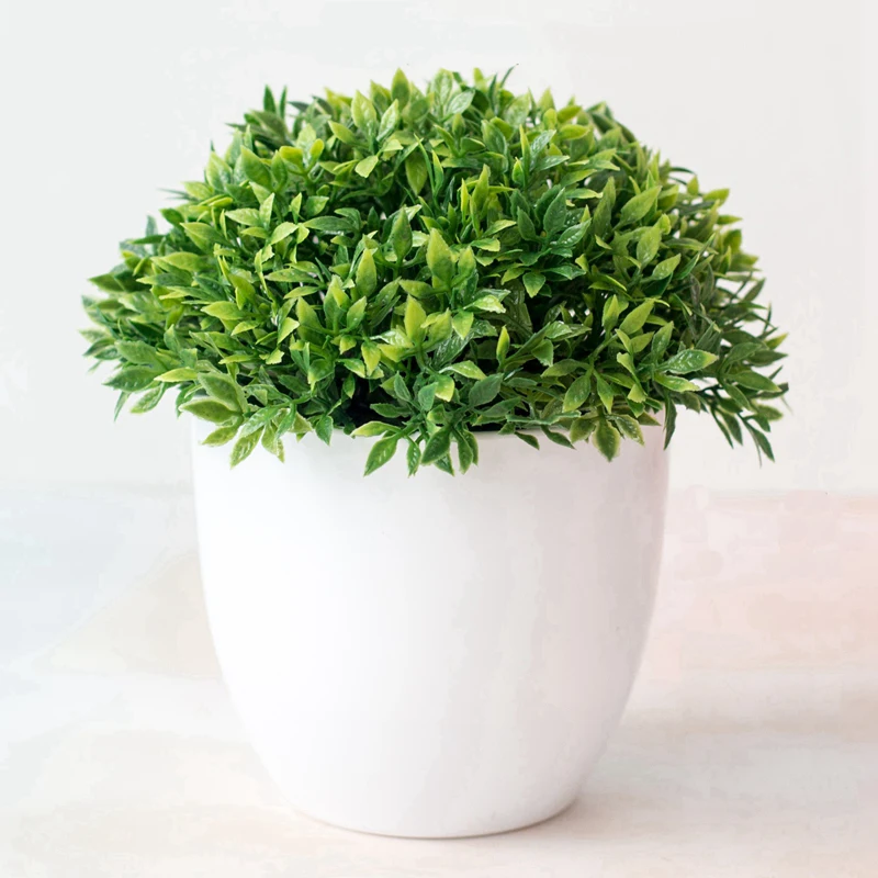 

1Pcs 14cm Mini Artificial Plants Potted for Indoor Home Table Bedroom Decor Wedding Decoration Garden Outdoor DIY Pot With Basin