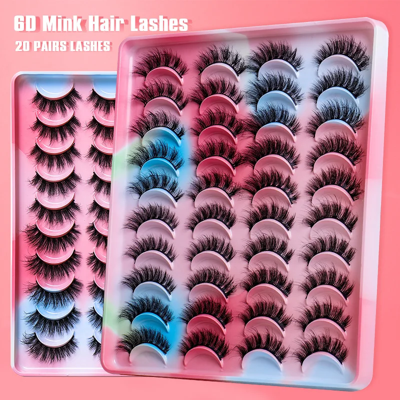 

20 Pairs of Multi-layer Three-dimensional Artificial Mink Eyelashes Pure Manual Color Fried Thick and Messy Eyelash Box of 10